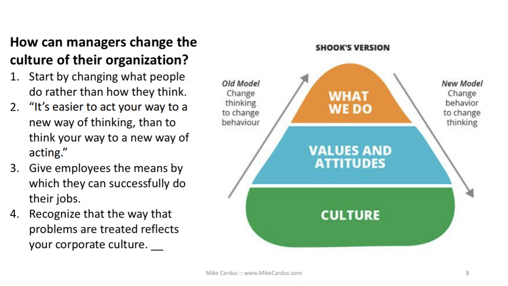 how can managers change the culture of their organization